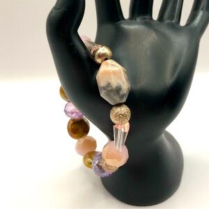 Multi-Color Stone & Acrylic Beaded Stretch Bracelet
